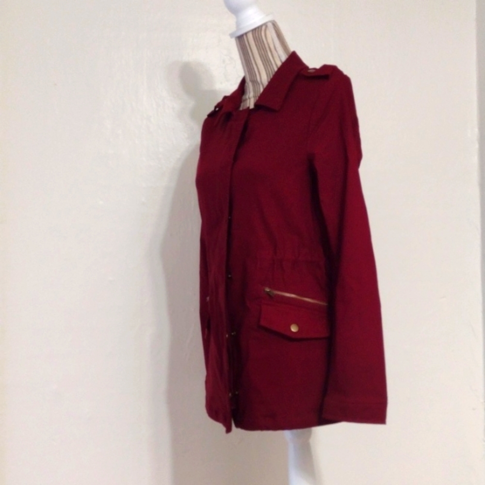 Eden Society Burgundy Full Front Zip Utility Jacket Size S - Picture 2 of 12